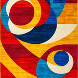 Ultra Soft Area Rug, Non Slip, Stain Resistant, Washable Area Rugs for Living Room, Bedroom, Dynamic Multicolored Swirl Aesthetic(Red)