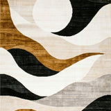 Ultra Soft Area Rug, Non Slip, Stain Resistant, Washable Area Rugs for Living Room, Bedroom, Barista Brew Abstract Area Mocha Swirl Collection(Beige)