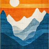Ultra Soft Area Rug, Non Slip, Stain Resistant, Washable Area Rugs for Living Room, Bedroom, Playful Organic Landscape Visual(Orange)