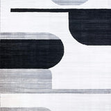 Ultra Soft Area Rug, Non Slip, Stain Resistant, Washable Area Rugs for Living Room, Bedroom, Minimalist Black and Silver Motif(Black)