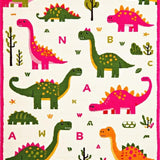 Ultra Soft Area Rug, Non Slip, Stain Resistant, Washable Area Rugs for Living Room, Bedroom, Charming Educational Dino Motif(White)