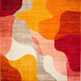 Ultra Soft Area Rug, Non Slip, Stain Resistant, Washable Area Rugs for Living Room, Bedroom, Vibrant Abstract Art(Orange)