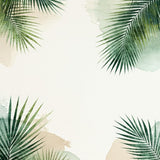 Jungle Serenity Area Green Beige Palm Frond Design(Beige)