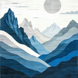 Elegant Earthy Mountain Motif(Blue)