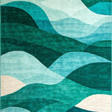 Ultra Soft Area Rug, Non Slip, Stain Resistant, Washable Area Rugs for Living Room, Bedroom, Refined Coastal Distressed Texture(Blue)