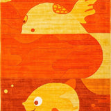 Ultra Soft Area Rug, Non Slip, Stain Resistant, Washable Area Rugs for Living Room, Bedroom, Adorable Bright Animal Design(Orange)