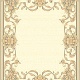 Cream and Beige Ornamental Swirl with Sophisticated Floral Accents(Beige)