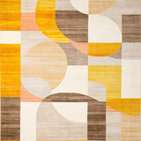 Modern Abstract Tan Beige Yellow Geometric Bathroom Floor Mat(Yellow)