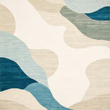 Chromatic Collection Swirls Area Oceanic Horizon Abstract Design(Beige)