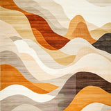 Artisan Cascade with Flowing Beige and Brown Waves Orange Highlights(Beige)