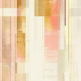 Ultra Soft Area Rug, Non Slip, Stain Resistant, Washable Area Rugs for Living Room, Bedroom, Contemporary Linear Rug with Overlapping Gold Stripes and Peach Abstract Shapes(Beige)