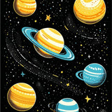 Ultra Soft Area Rug, Non Slip, Stain Resistant, Washable Area Rugs for Living Room, Bedroom, Lively Astronauts and Planets Concept(Orange)