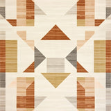Modern Abstract Geometric Area with Earthy Brown and Beige Borders(Beige)