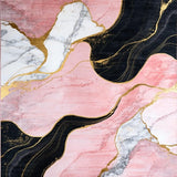 Ultra Soft Area Rug, Non Slip, Stain Resistant, Washable Area Rugs for Living Room, Bedroom, Abstract Pink and Black Fusion(Pink)