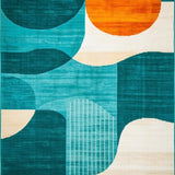 Whimsical Teal and Orange Swirls(Blue)