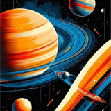Ultra Soft Area Rug, Non Slip, Stain Resistant, Washable Area Rugs for Living Room, Bedroom, Solar System Themed Circle Mat(Orange)