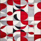 Ultra Soft Area Rug, Non Slip, Stain Resistant, Washable Area Rugs for Living Room, Bedroom, Bold Geometric Red White Grey Black Accent Carpet(Red)