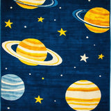 Ultra Soft Area Rug, Non Slip, Stain Resistant, Washable Area Rugs for Living Room, Bedroom, Whimsical Cosmic Planetary Landscape(Blue)