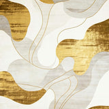Ultra Soft Area Rug, Non Slip, Stain Resistant, Washable Area Rugs for Living Room, Bedroom, Crimson Tide Gold Swirls and Beige Abstract Area(White)