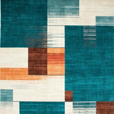 Ultra Soft Area Rug, Non Slip, Stain Resistant, Washable Area Rugs for Living Room, Bedroom, Chic Modern Geometric Touch(Blue)