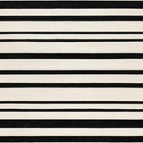 Ultra Soft Area Rug, Non Slip, Stain Resistant, Washable Area Rugs for Living Room, Bedroom, Sleek Black and White Striped Carpet with Varied Line Thickness and Symmetrical(Black)