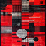 Ultra Soft Area Rug, Non Slip, Stain Resistant, Washable Area Rugs for Living Room, Bedroom, Sophisticated Geometric Frequency Lines(Red)