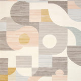 Ultra Soft Area Rug, Non Slip, Stain Resistant, Washable Area Rugs for Living Room, Bedroom, Whimsical Beige Geo Playful Geometric Shapes for Any Decor(Gray)