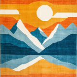 Ultra Soft Area Rug, Non Slip, Stain Resistant, Washable Area Rugs for Living Room, Bedroom, Expressive Circular Abstract Aesthetics(Orange)