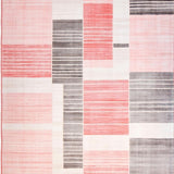 Ultra Soft Area Rug, Non Slip, Stain Resistant, Washable Area Rugs for Living Room, Bedroom, Trendy Modern Textured Stripes(Red)