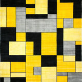 Ultra Soft Area Rug, Non Slip, Stain Resistant, Washable Area Rugs for Living Room, Bedroom, Dynamic Modern Linear Interpretation(Yellow)