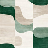 Indoor Non Shedding Beige Green Modern Abstract Area(Green)