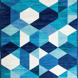 Ultra Soft Area Rug, Non Slip, Stain Resistant, Washable Area Rugs for Living Room, Bedroom, Geometric Blue(Blue)