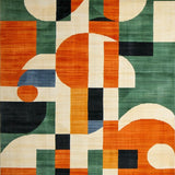 Ultra Soft Area Rug, Non Slip, Stain Resistant, Washable Area Rugs for Living Room, Bedroom, Mid Century Eclectic Pattern Fusion(Orange)