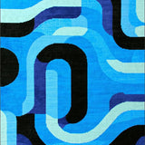 Ultra Soft Area Rug, Non Slip, Stain Resistant, Washable Area Rugs for Living Room, Bedroom, Trippy Geometric Blue Pattern(Blue)
