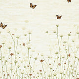 Dainty Beige Meadow Whimsical Floral Butterfly Indoor(Beige)
