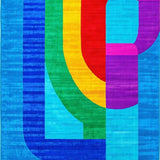 Cheerful Rainbow Typography Motif(Blue)