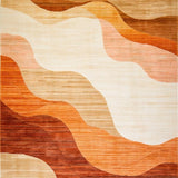 Boho Chic Area Orange & Brown Abstract(Beige)