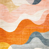 Ultra Soft Area Rug, Non Slip, Stain Resistant, Washable Area Rugs for Living Room, Bedroom, Estrella Collection Colorful Gradient Swirl Abstract Art Area Rug(Orange)