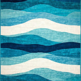 Ultra Soft Area Rug, Non Slip, Stain Resistant, Washable Area Rugs for Living Room, Bedroom, Rustic Beach Scene Motif(Blue)