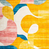 Ultra Soft Area Rug, Non Slip, Stain Resistant, Washable Area Rugs for Living Room, Bedroom, Striking Colorful Symmetrical Shapes(Yellow)