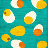 Ultra Soft Area Rug, Non Slip, Stain Resistant, Washable Area Rugs for Living Room, Bedroom, Eclectic Egg-Shaped Aesthetic(Blue)