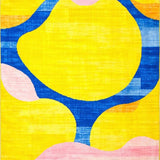 Ultra Soft Area Rug, Non Slip, Stain Resistant, Washable Area Rugs for Living Room, Bedroom, Chic Abstract Wave Motif(Yellow)