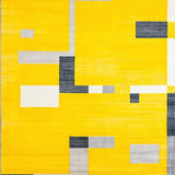 Ultra Soft Area Rug, Non Slip, Stain Resistant, Washable Area Rugs for Living Room, Bedroom, Contemporary Yellow Boxed Design(Yellow)