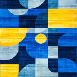 Ultra Soft Area Rug, Non Slip, Stain Resistant, Washable Area Rugs for Living Room, Bedroom, Stylish Modern Brushstroke Design(Blue)