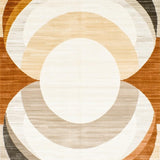 Natural Toned Round Area with Woven Boho Circle Motif and Earthy Accents(Beige)