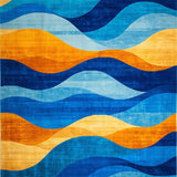 Artistic Area Featuring Enchanting Blue and Orange Waves Design(Blue)
