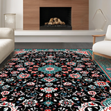Ultra Soft Area Rug, Non Slip, Stain Resistant, Washable Area Rugs for Living Room, Bedroom, Rustic Black Geometric Tapestry(Black)