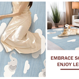 Ultra Soft Area Rug, Non Slip, Stain Resistant, Washable Area Rugs for Living Room, Bedroom, Charming Animal Motif in Grey(Blue)