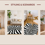 Ultra Soft Area Rug, Non Slip, Stain Resistant, Washable Area Rugs for Living Room, Bedroom, Safari Zebra Print Bedroom Faux Suede Area Rug(Black)