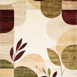 Ultra Soft Area Rug, Non Slip, Stain Resistant, Washable Area Rugs for Living Room, Bedroom, Modern Leaf Cascade Area with Earth Tone Color Blocks and Artistic Bursts(Beige)